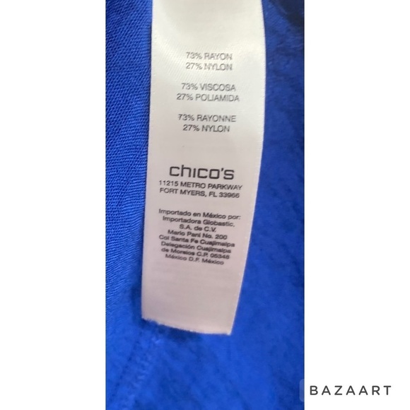Chico's Enamel Blue Textured Moto Jacket Size 1 (8/10) Small - Picture 5 of 5